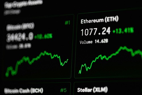 Solana (SOL) and Ethereum (ETH) cryptocurrency coins side by side